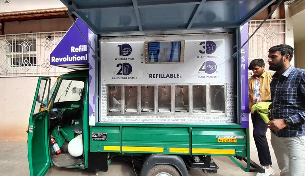 Reduce use of plastic, refill toiletries at mobile station